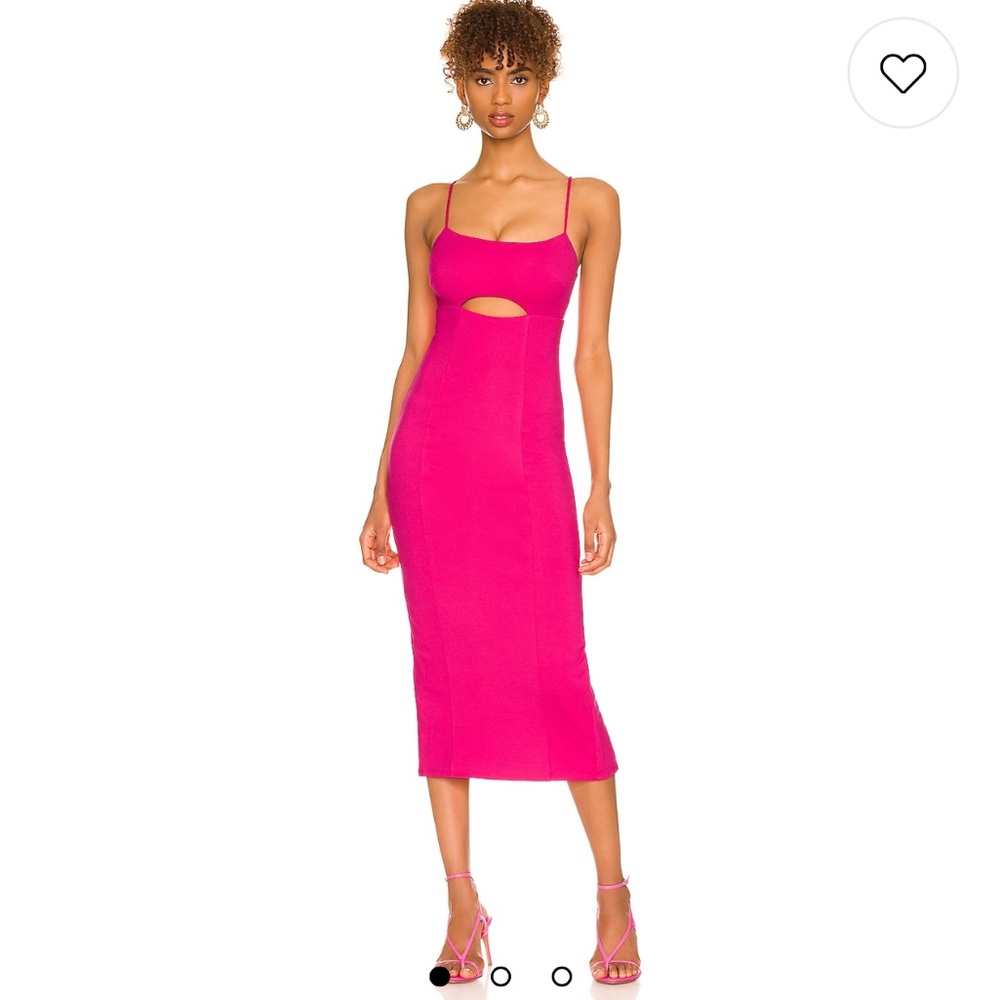 H:ours Enzo hot pink midi bodycon cut out dress
